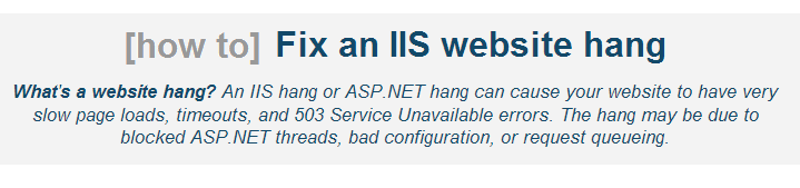 IIS hangs troubleshooting guide